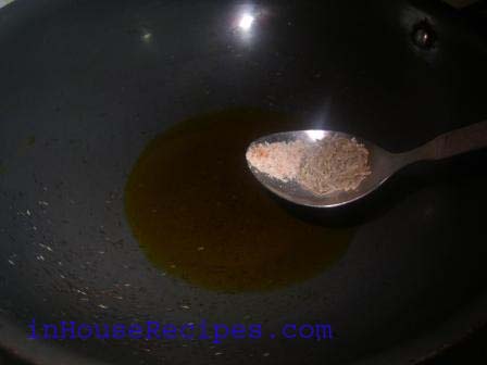 add cumin seeds in hot oil and fry it